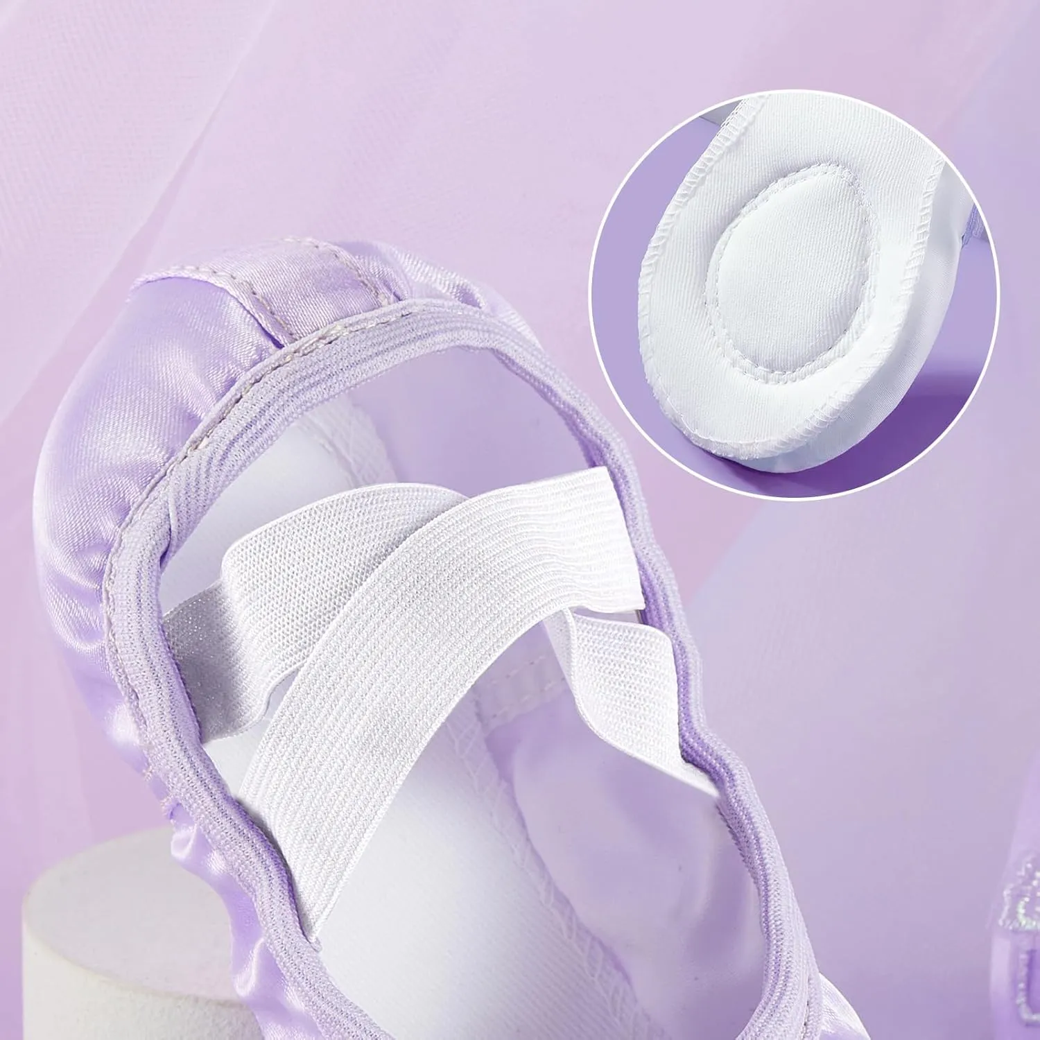Phineein Enchanting Butterfly Ballet Shoes for Girls Ballerina Flats for Kids Dance - Soft Satin, Split Sole