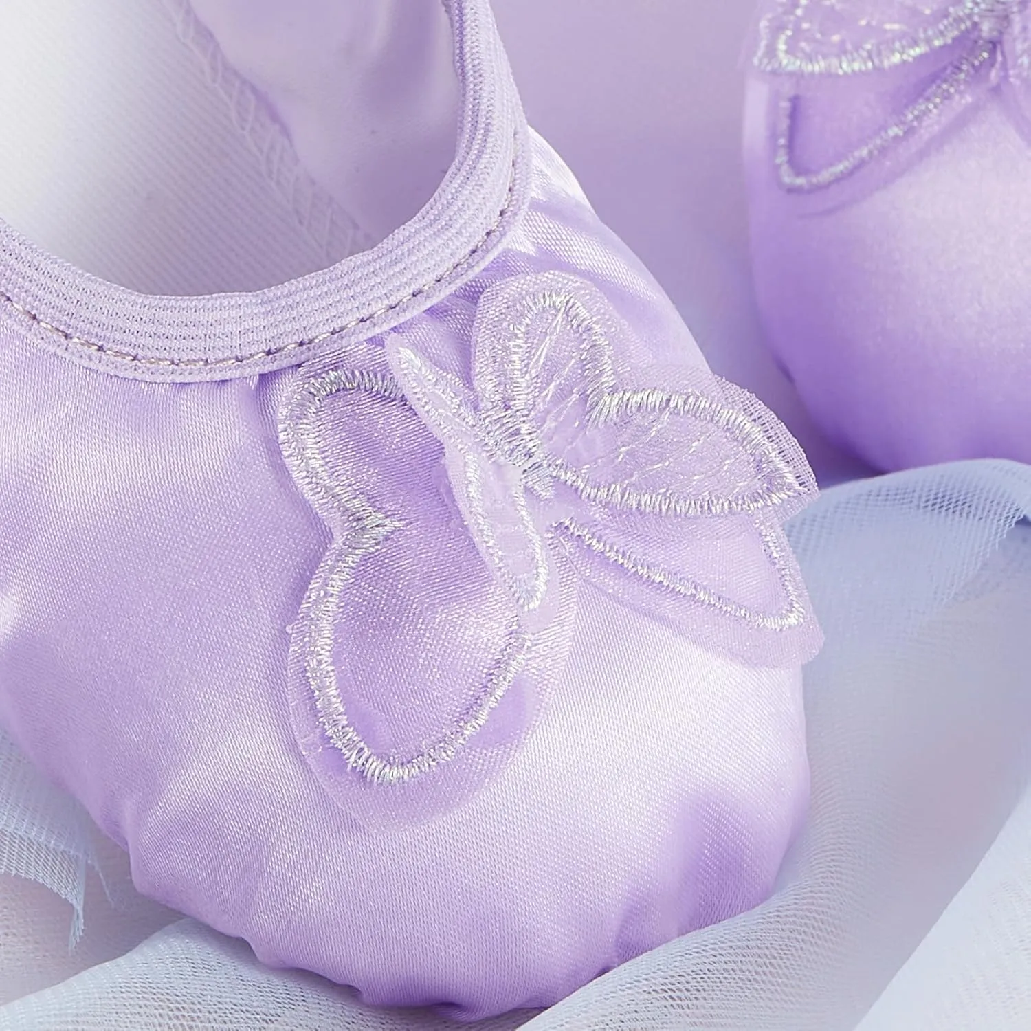 Phineein Enchanting Butterfly Ballet Shoes for Girls Ballerina Flats for Kids Dance - Soft Satin, Split Sole