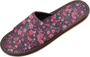 Pink Cherry Blossom Dark Womens Shower House Slippers Reusable Slides Sandals for Home Bedroom Outdoor