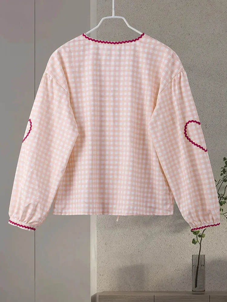 Pink Gingham Boho Blouse | Relaxed | Chic and Playful