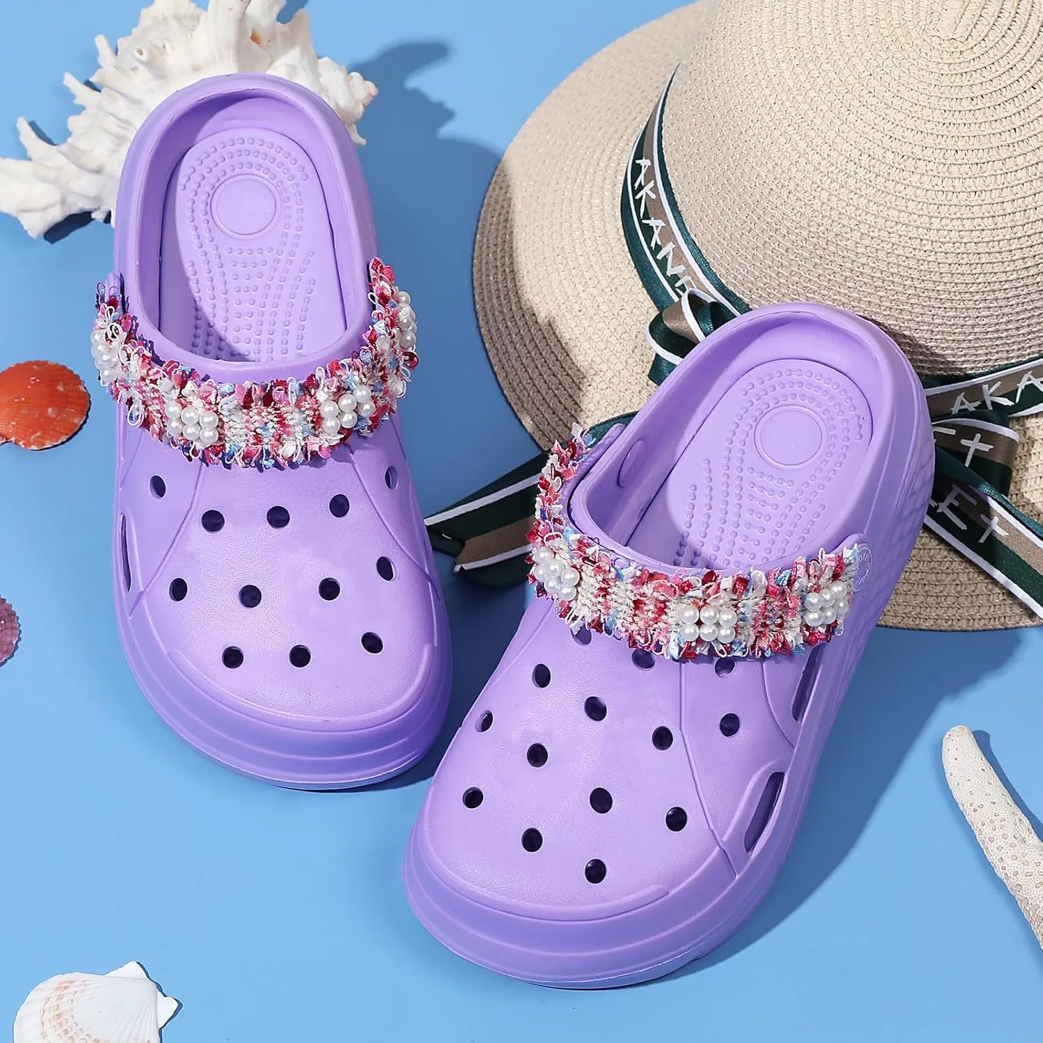 Platform Clogs for Women Summer Garden: 2.4” Chunky Heel - Waterproof Beach Sandals Slippers