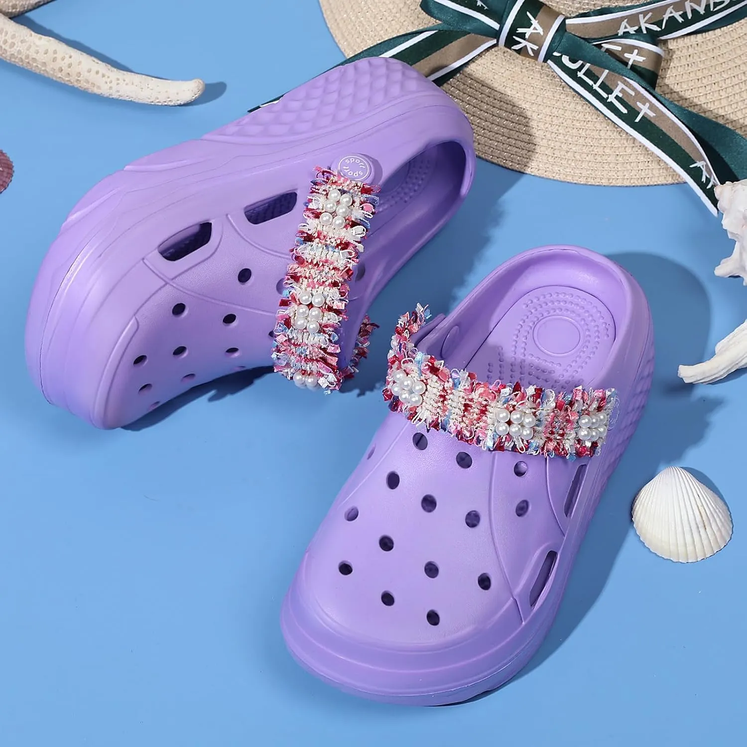 Platform Clogs for Women Summer Garden: 2.4” Chunky Heel - Waterproof Beach Sandals Slippers