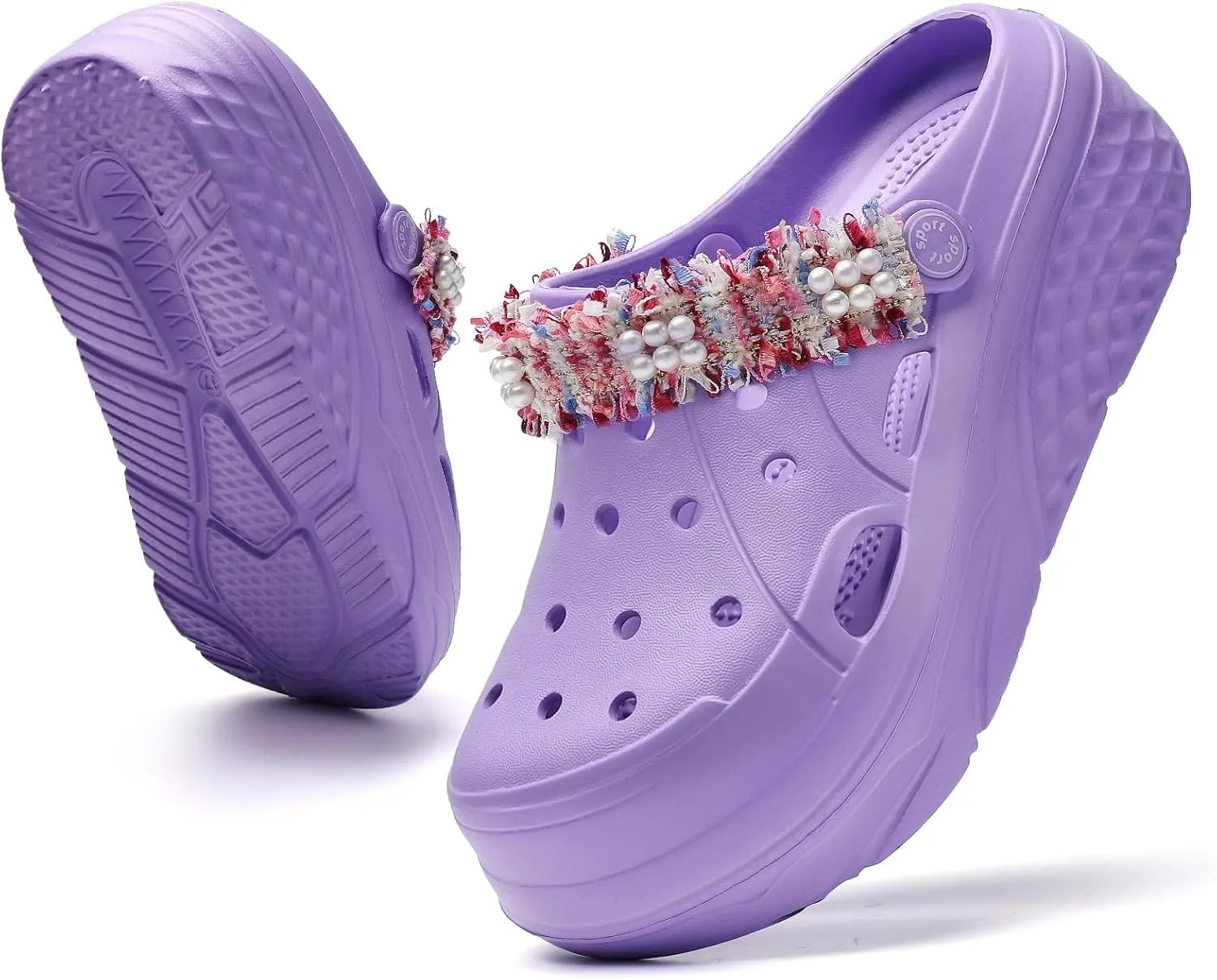 Platform Clogs for Women Summer Garden: 2.4” Chunky Heel - Waterproof Beach Sandals Slippers