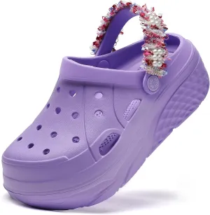Platform Clogs for Women Summer Garden: 2.4” Chunky Heel - Waterproof Beach Sandals Slippers