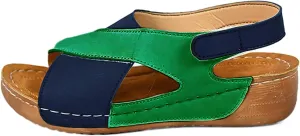 Platform Sandals Women Orthopedic Arch Support Summer Lightweight Damping Sole Color Block Shoes Casual Ankle Strap Slingback Platforms Comfortable New Dress Wedge Slippers