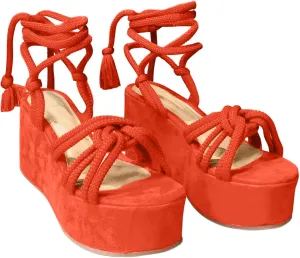 Platform Sandals Women Summer Fashion Cross Straps Lace up Round Toe Open Toe Chunky High Heel Sandals Dressy Casual Comfy Outdoor Ladies Shoes