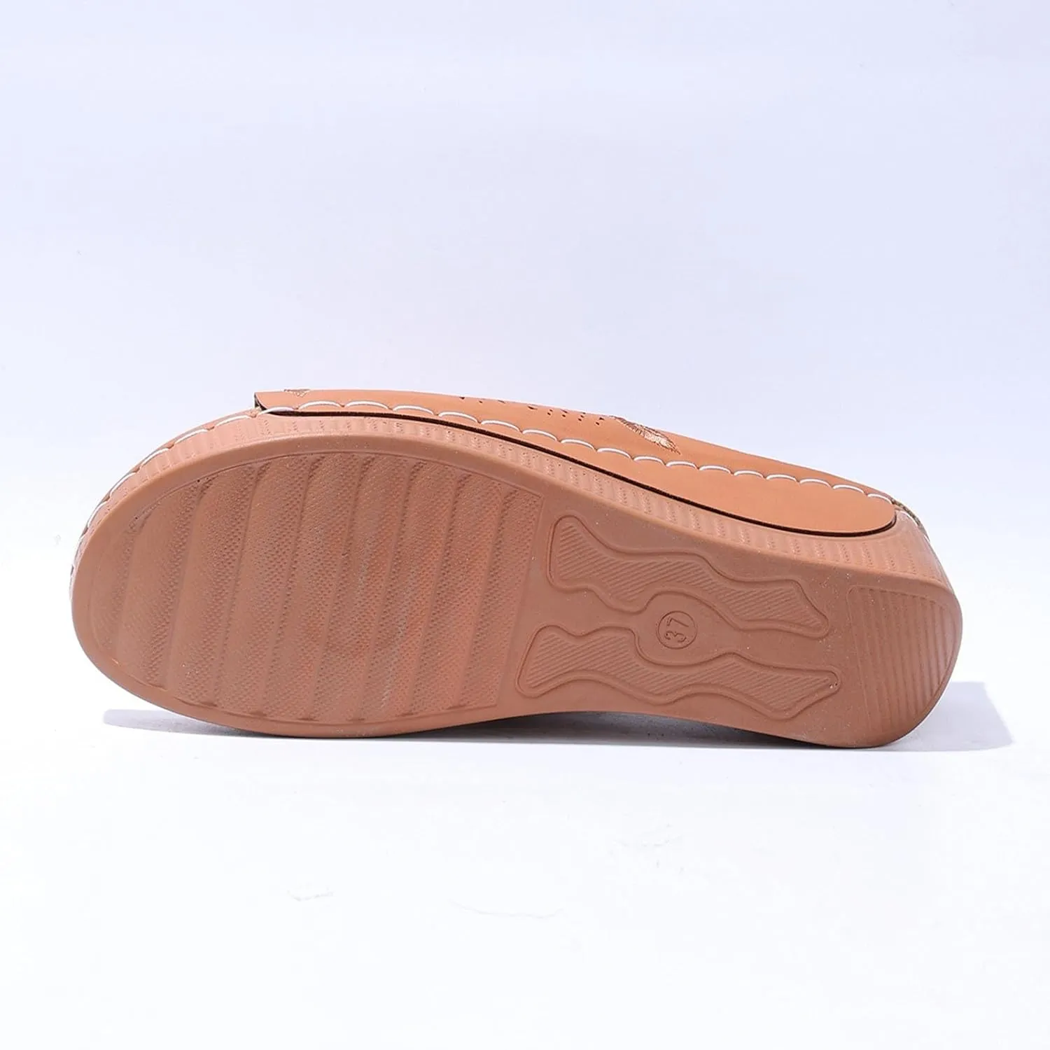 Platform Sandals Women Summer Orthopedic Arch Support Flat Slip on Wide Width Leather Wedge Sandals Damping Sole Upgradation Stretch Lightweight Heels Sandals Diabetic Walking Shoes
