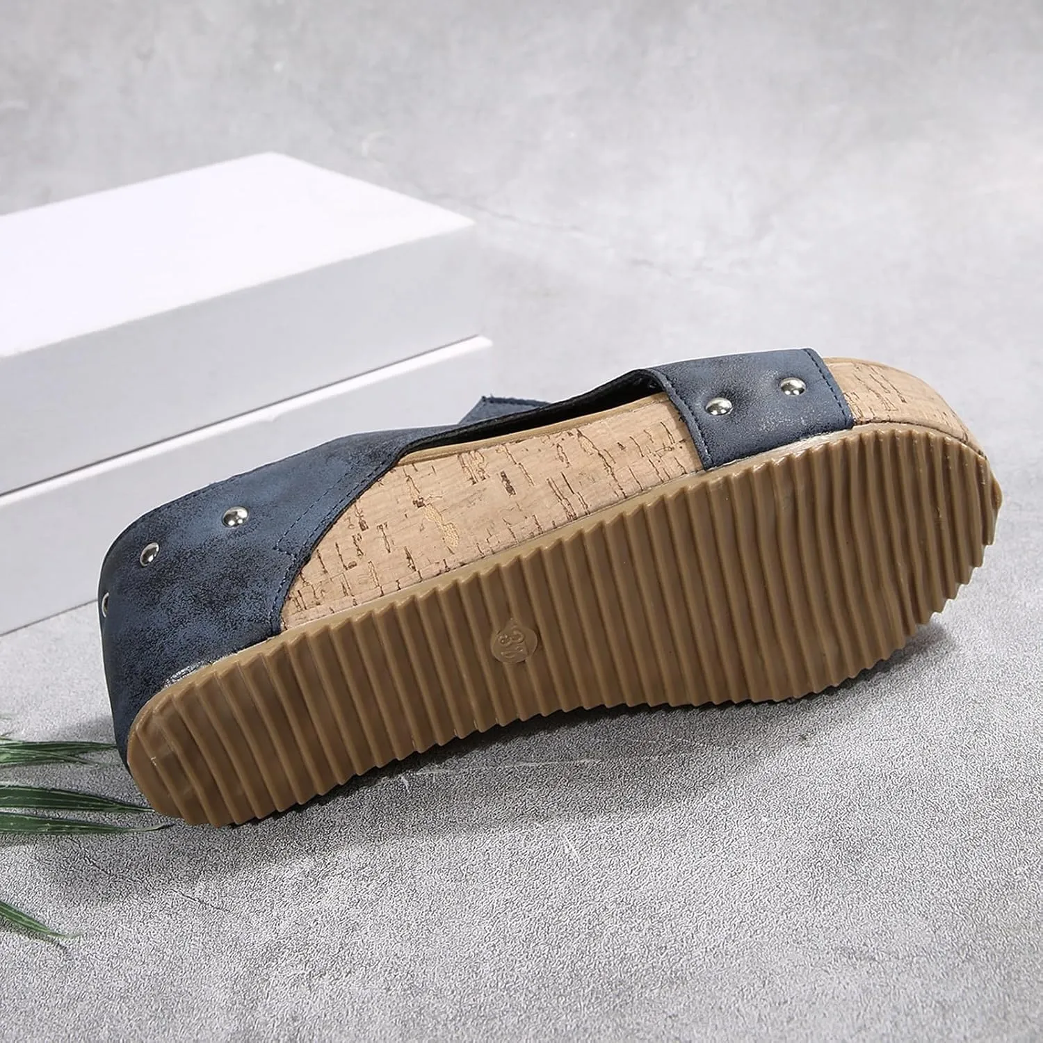 Platform Sandals Women Thick Sole Cork Wedge Sandals Comfy Wide Width Non-Slip Open Toe Summer Beach Slides Sandals
