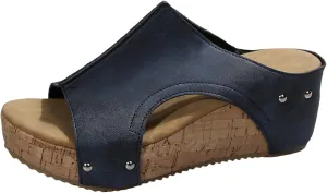 Platform Sandals Women Thick Sole Cork Wedge Sandals Comfy Wide Width Non-Slip Open Toe Summer Beach Slides Sandals