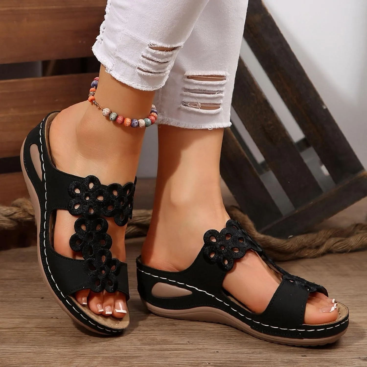 Platform Sandals Women Wedge Open Toe Arch Support Orthopedic Comfort Retro Casual Sandals for Women 2025 Platform