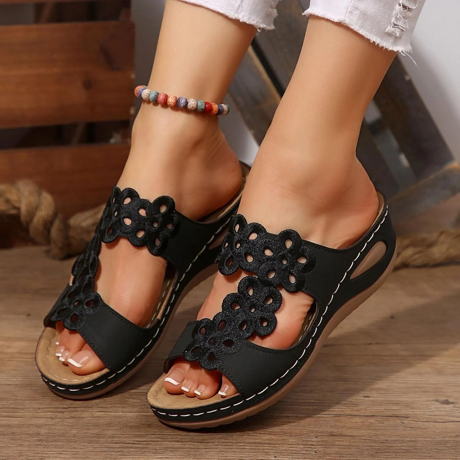 Platform Sandals Women Wedge Open Toe Arch Support Orthopedic Comfort Retro Casual Sandals for Women 2025 Platform