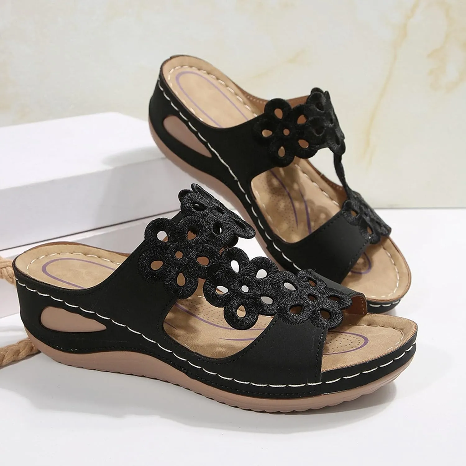 Platform Sandals Women Wedge Open Toe Arch Support Orthopedic Comfort Retro Casual Sandals for Women 2025 Platform