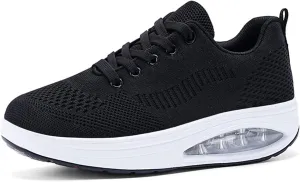 Platform Sneakers for Women Walking Shoes Comfortable All Day Standing Wedge Rocker Bottom 2 inch Thick Air Cushion