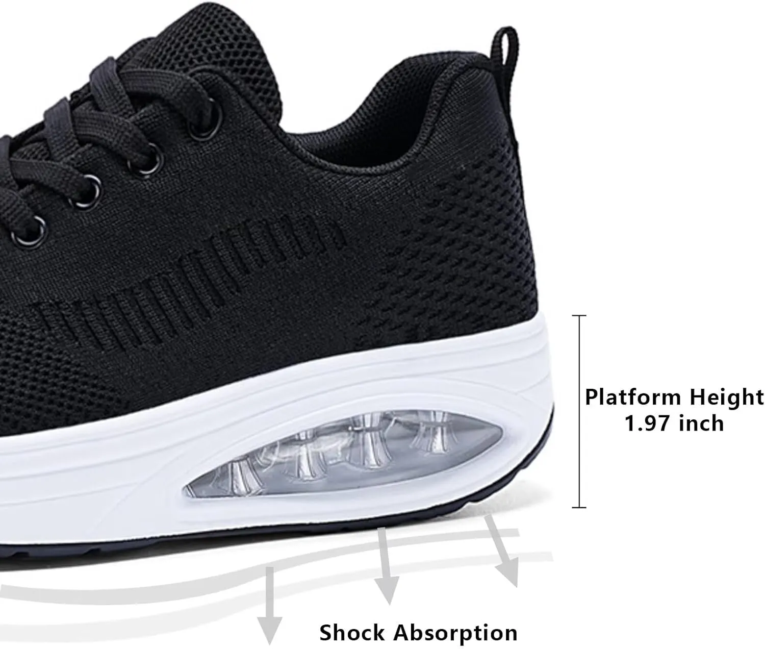 Platform Sneakers for Women Walking Shoes Comfortable All Day Standing Wedge Rocker Bottom 2 inch Thick Air Cushion