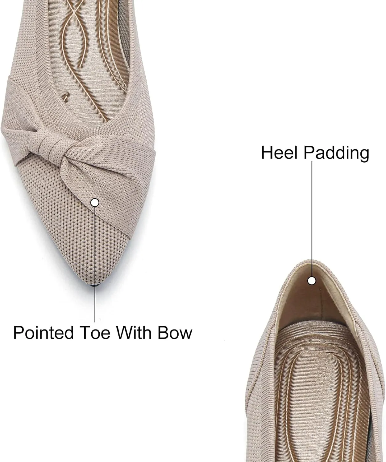 Pointed Toe Flats for Women Ballet Flats Comfortable Dressy Knit Lightweight Casual for Work Office Womens Flats