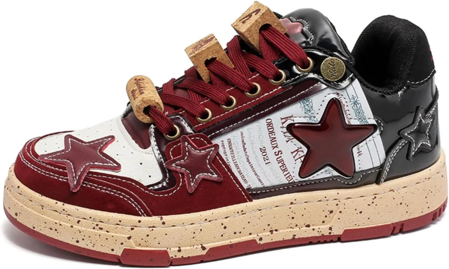 Premium Leather Y2K Retro Star Pattern Sneakers for Casual Wear with Comfortable Fit and Non-Slip Sole