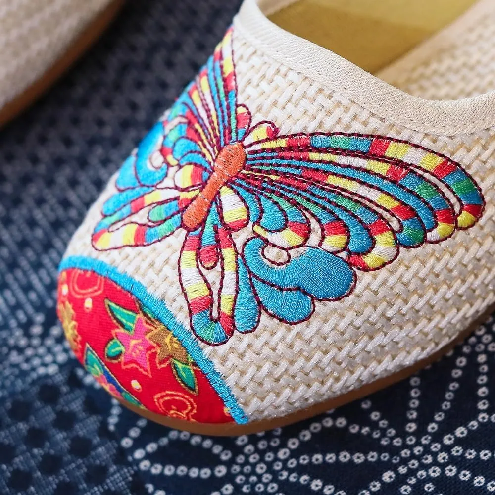 Premium Luxury Handmade Embroidery Linen Slides Summer Slippers For Women Sandals Flip Flops Arch Support Soft Sole Footwear