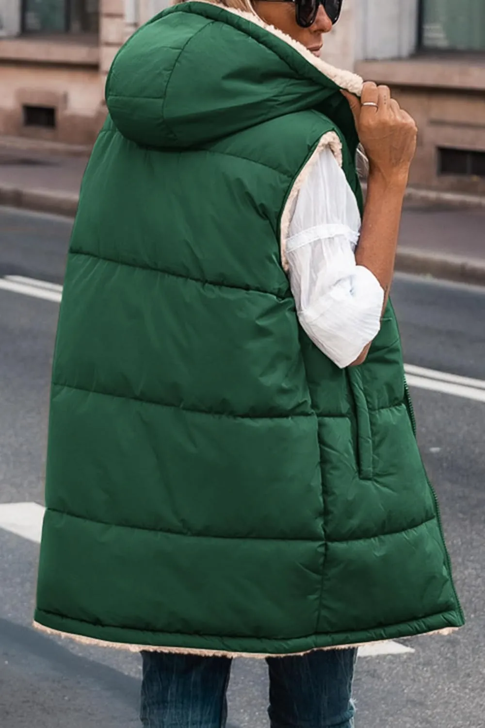 PRETTYGARDEN Womens 2025 Fall Reversible Vests Sleeveless Fleece Jacket Zip Up Hoodie Pockets Long Warm Winter Coat Outerwear