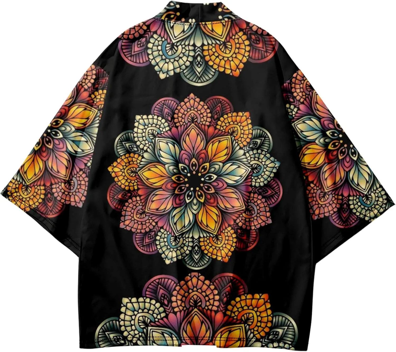 PRIJOUHE Mens Kimono Robe Jacket 3/4 Sleeve Open Front Japanese Shirt Bathrobe Lightweight Coat