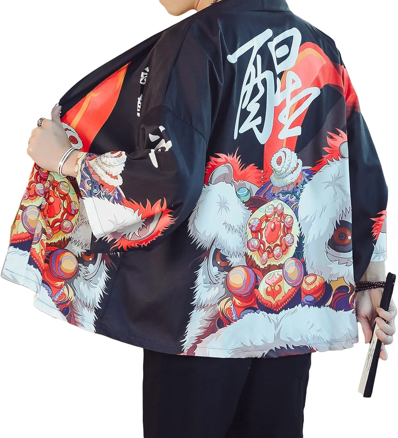 PRIJOUHE Men's Lightweight Kimono Jacket Seven Sleeve Open Front Cardigan Coat Japanese Style Bathrobe
