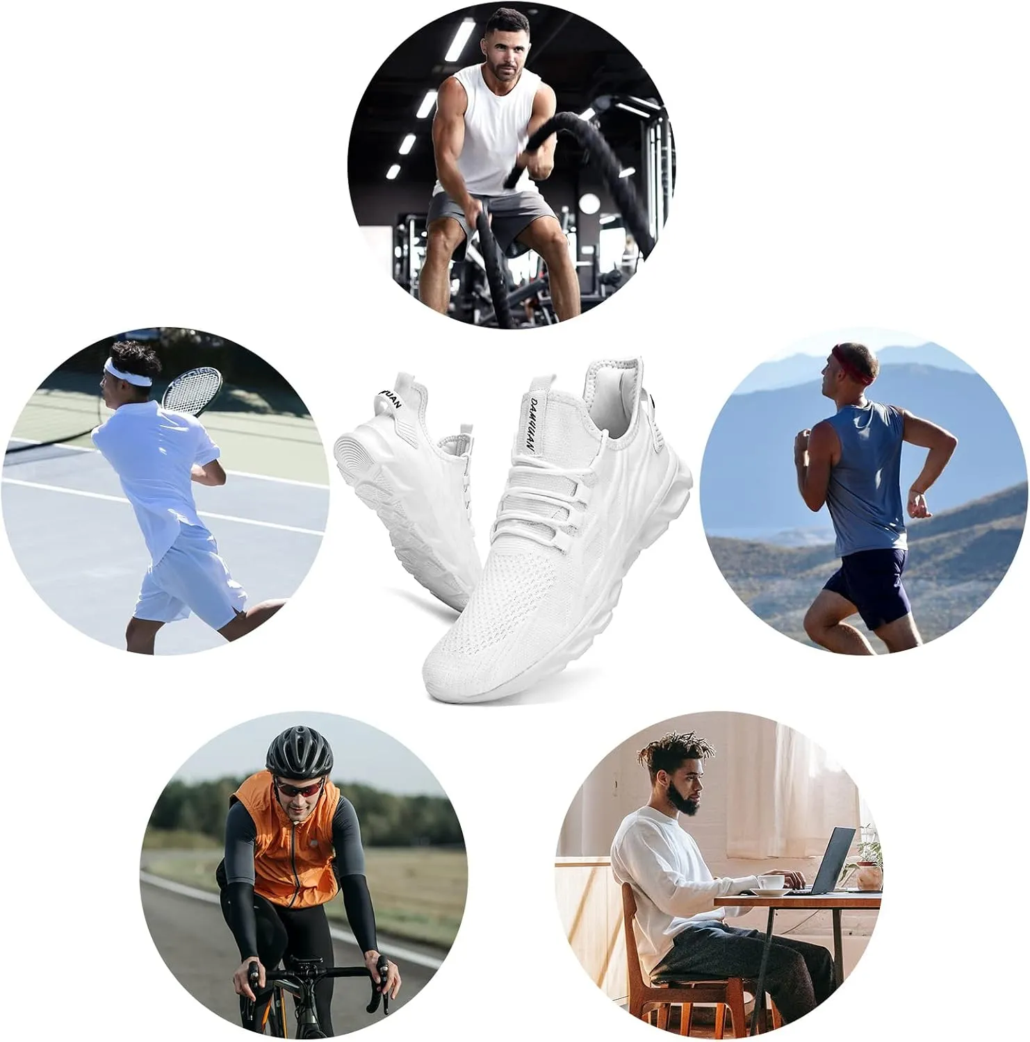QIJGS Running Shoes for Men Gym Tennis Athletic Mesh Sneakers Lightweight Sports Fashion Workout Casual Shoes