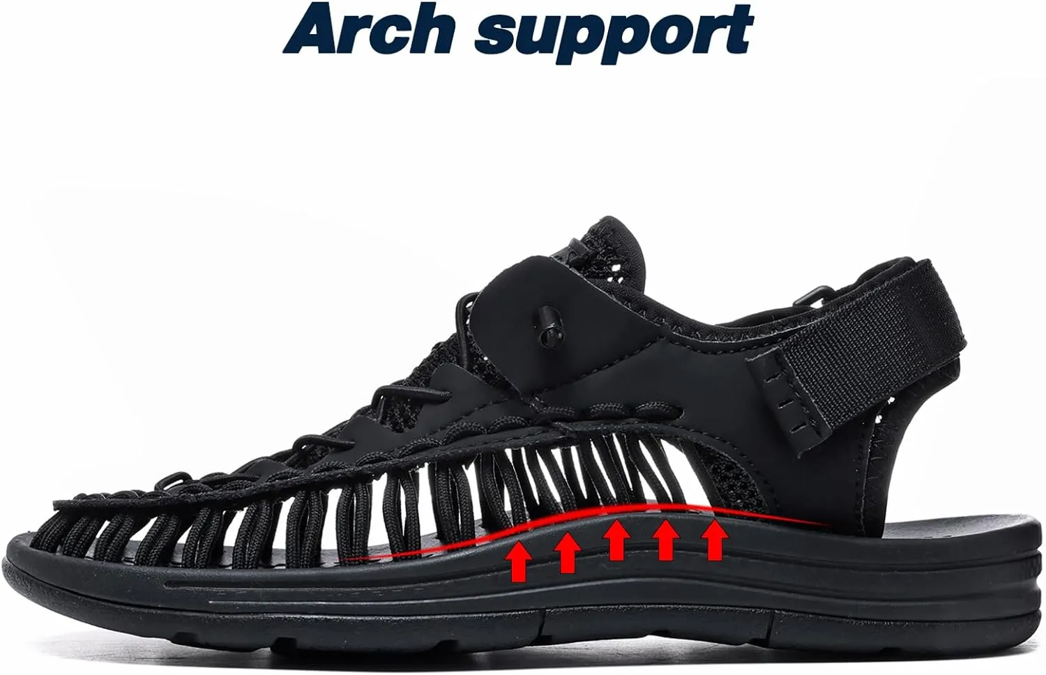Quickshark Mens sandals Leather Arch Support sandal Classic Handmade Shoes Lightweight Comfortable Cord Beach Shoe