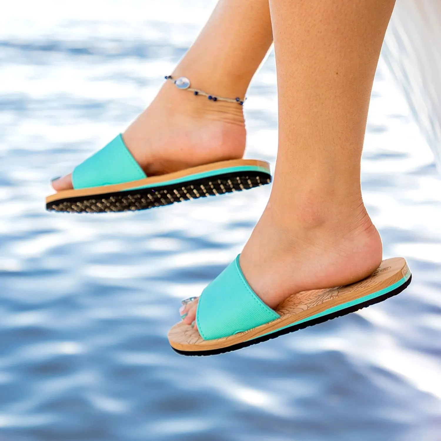 Qwave Womens Slides - Boho Style - 4 Color Options - Comfortable Slides Shoes for Women - Flat Ladies Sandals