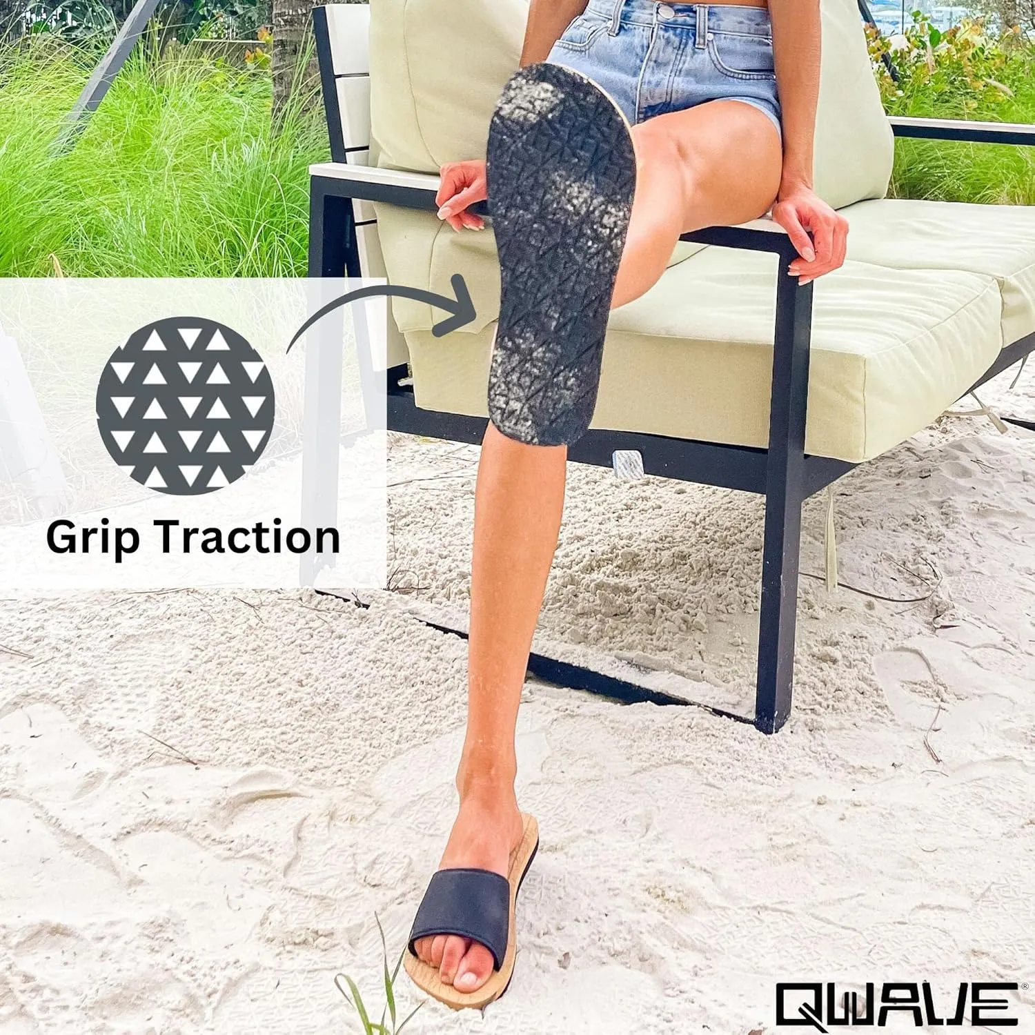 Qwave Womens Slides - Boho Style - 4 Color Options - Comfortable Slides Shoes for Women - Flat Ladies Sandals