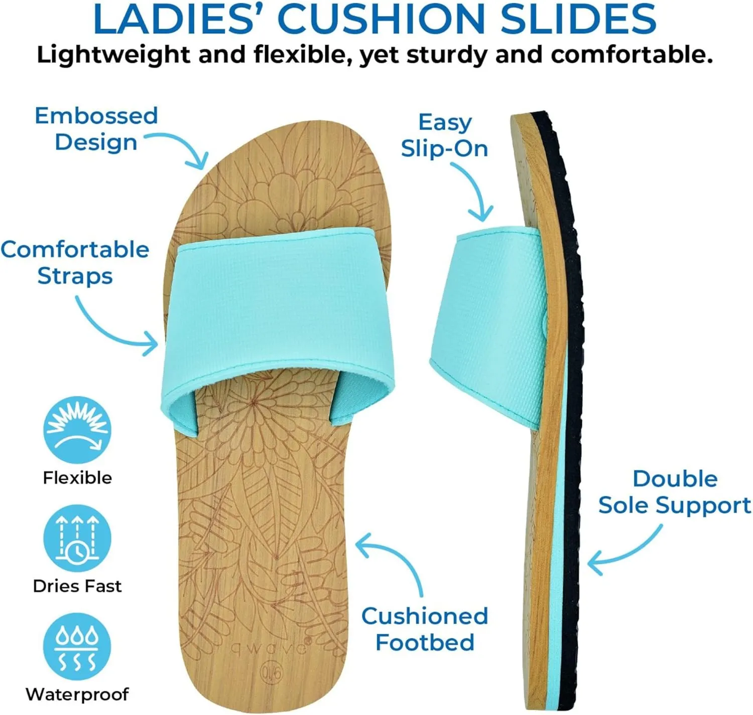 Qwave Womens Slides - Boho Style - 4 Color Options - Comfortable Slides Shoes for Women - Flat Ladies Sandals