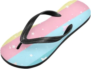 Rainbow Stripe Men's & Women's Classical Beach Rubber Sandal Flip Flop Comfortable Slipper 214B3144