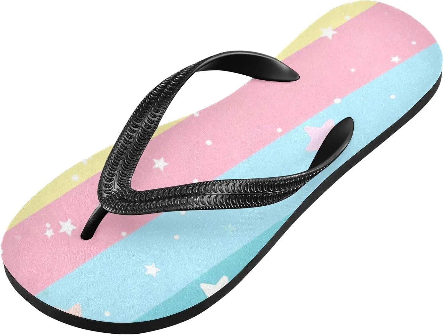 Rainbow Stripe Men's & Women's Classical Beach Rubber Sandal Flip Flop Comfortable Slipper 214B3144