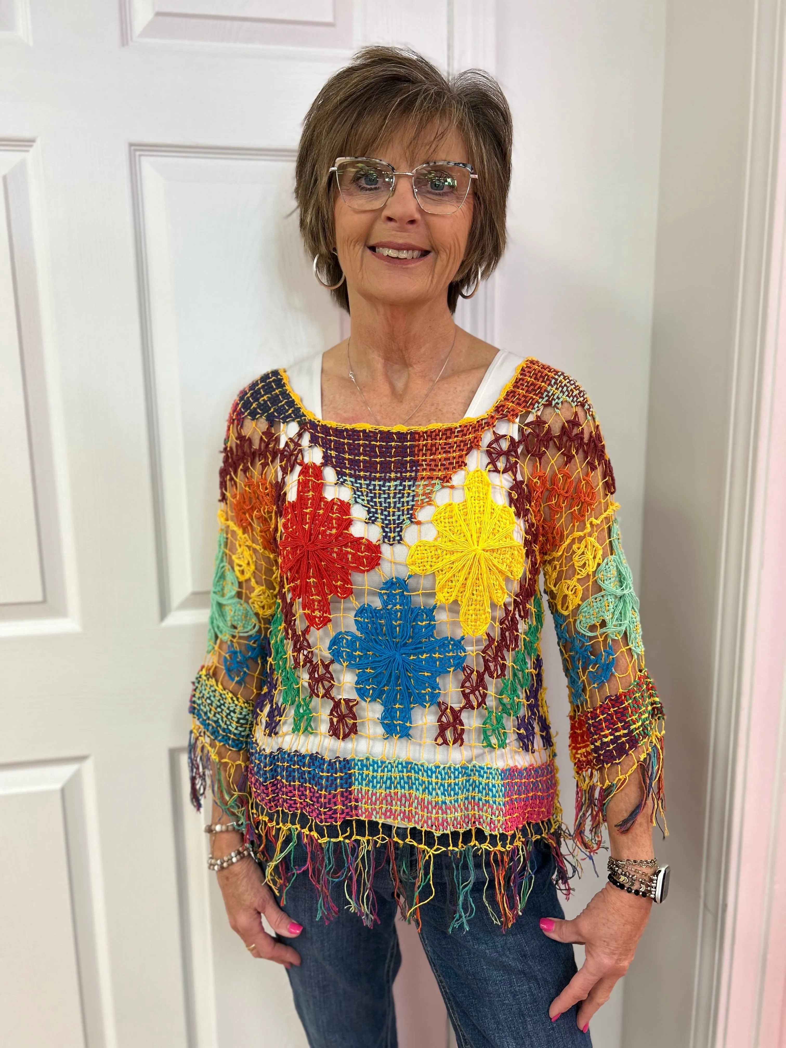 Rejane Fringed Crochet Top