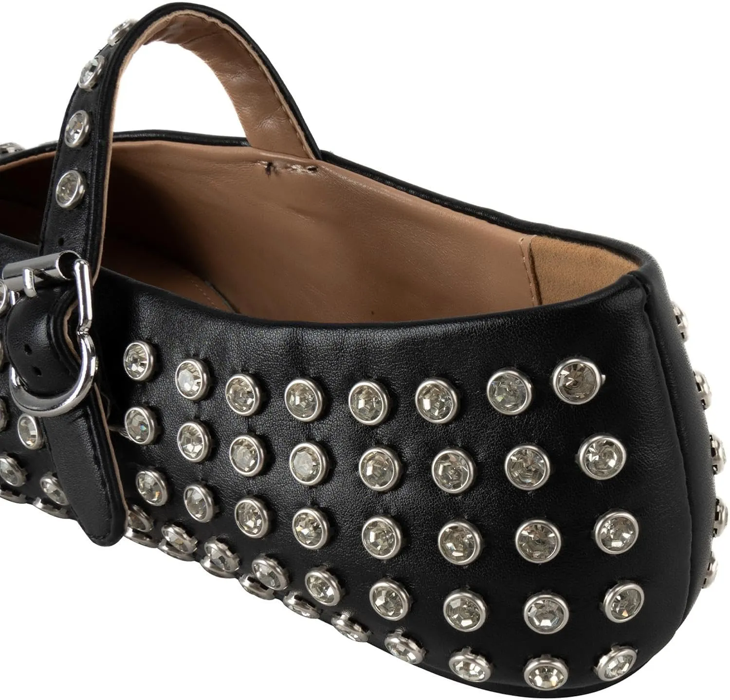 Rhinestone Flats for Women Crystal Studded Mary Jane Ballet Flats Shoes Buckle Strap Sparkly Casual Dress Ballerina Shoes