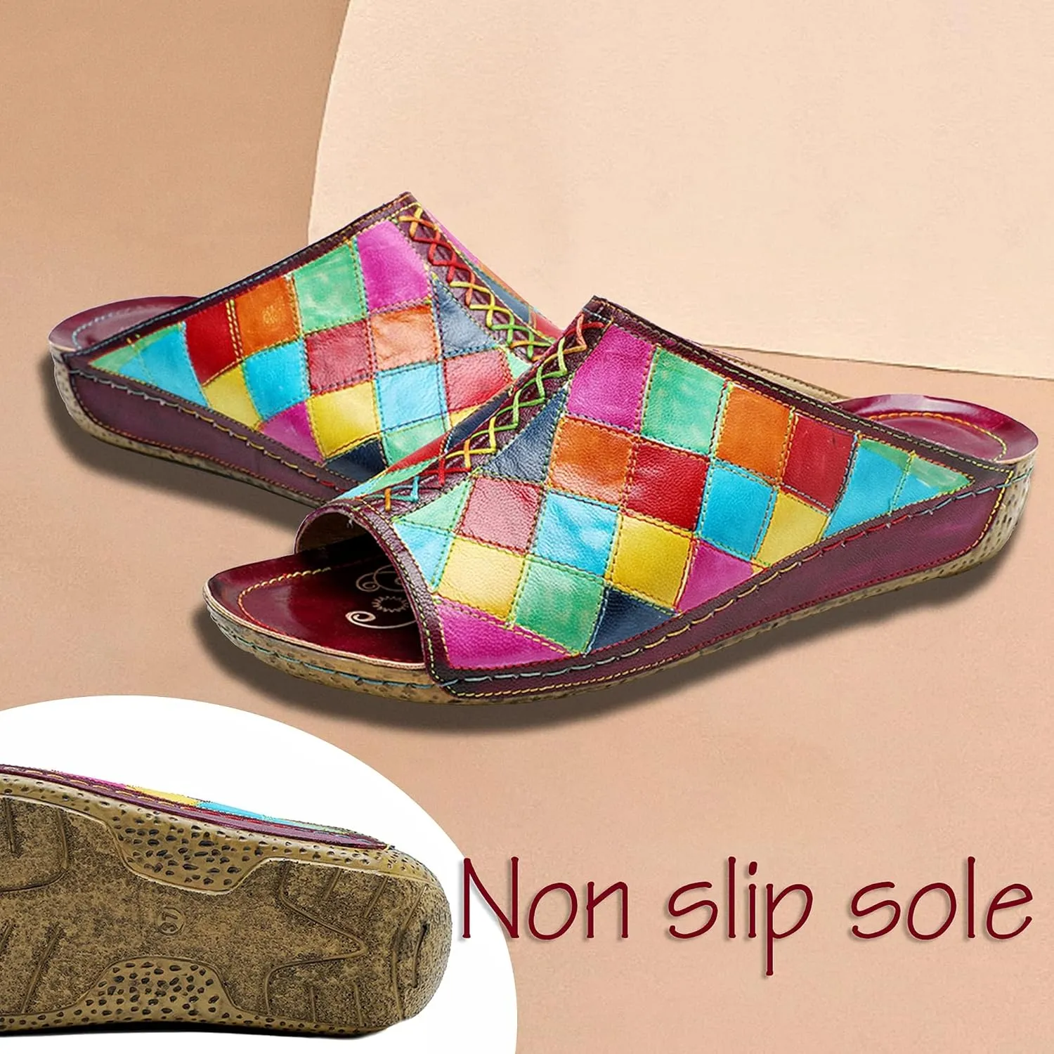 Riutiru Women's Handmade Vintage Ethnic Style Lambskin Sandals and Slippers - Fashion and lightweight Suitable for Any Occasion