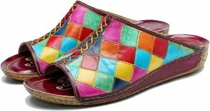 Riutiru Women's Handmade Vintage Ethnic Style Lambskin Sandals and Slippers - Fashion and lightweight Suitable for Any Occasion