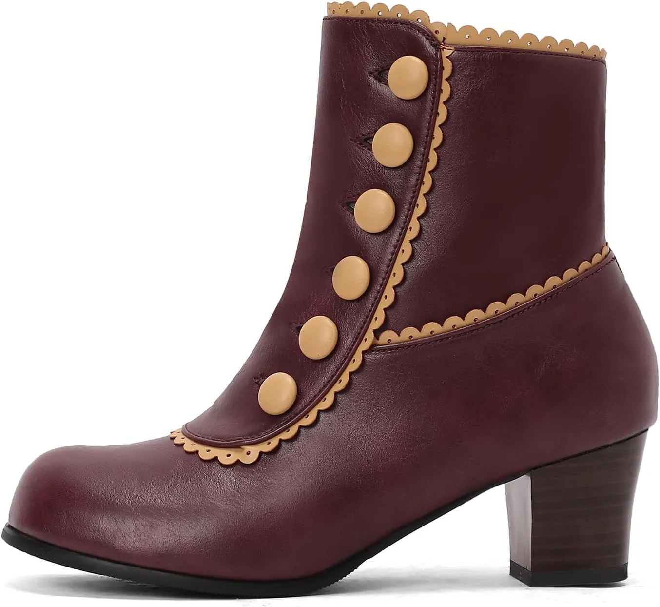Roimaash Women's Victorian Boots Ankle High Cone Heels