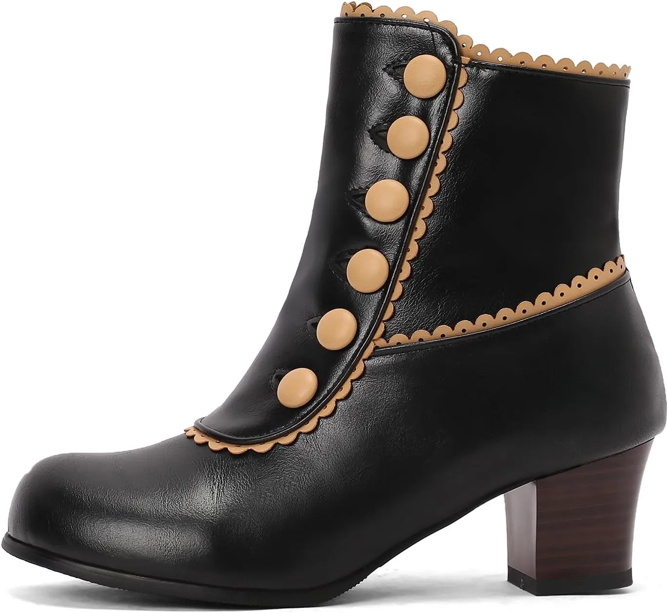 Roimaash Women's Victorian Boots Ankle High Cone Heels