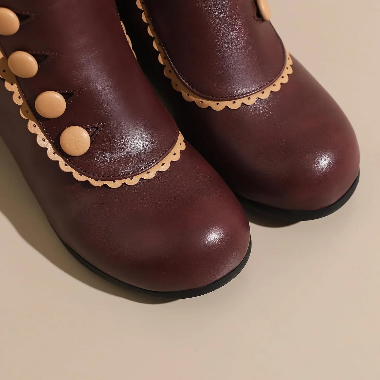 Roimaash Women's Victorian Boots Ankle High Cone Heels
