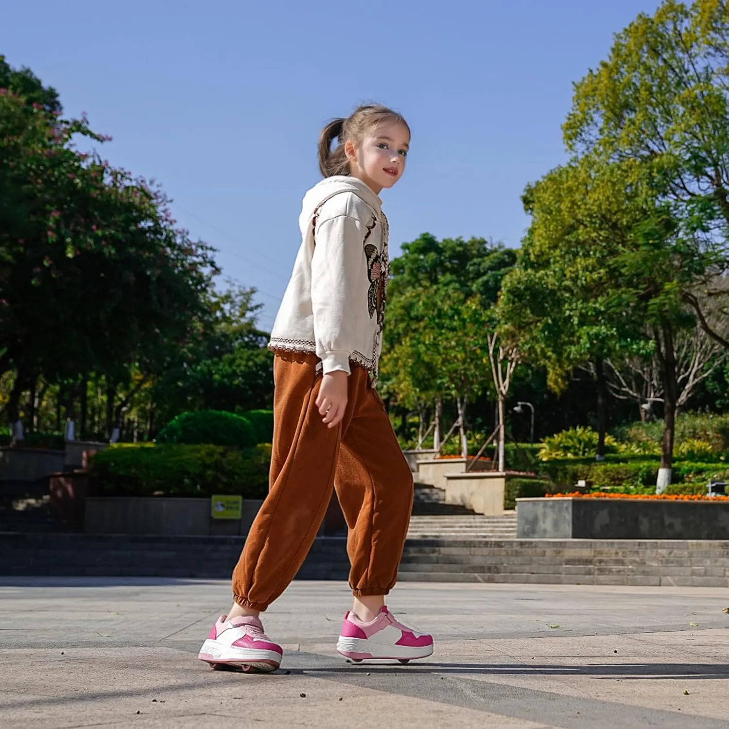 Roller Skate Shoes for Boys Girls Kids Detachable Wheeled 2 in 1 Skating Shoes with Wheels Fashion Sneaker