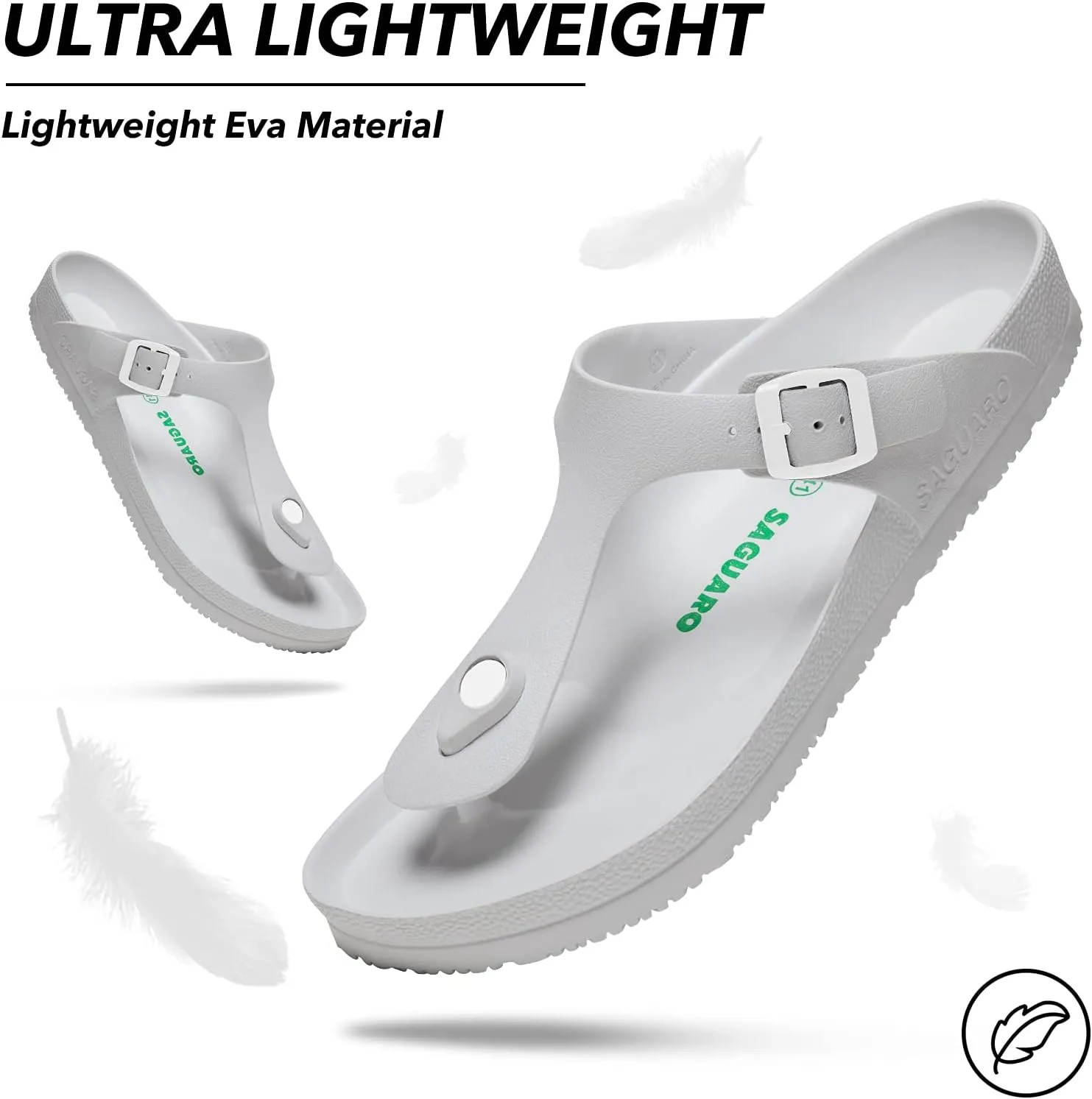 SAGUARO Men's Women's Comfort Double Buckle Sandals Lightweight Adjustable EVA Sandals with Rubble Sole