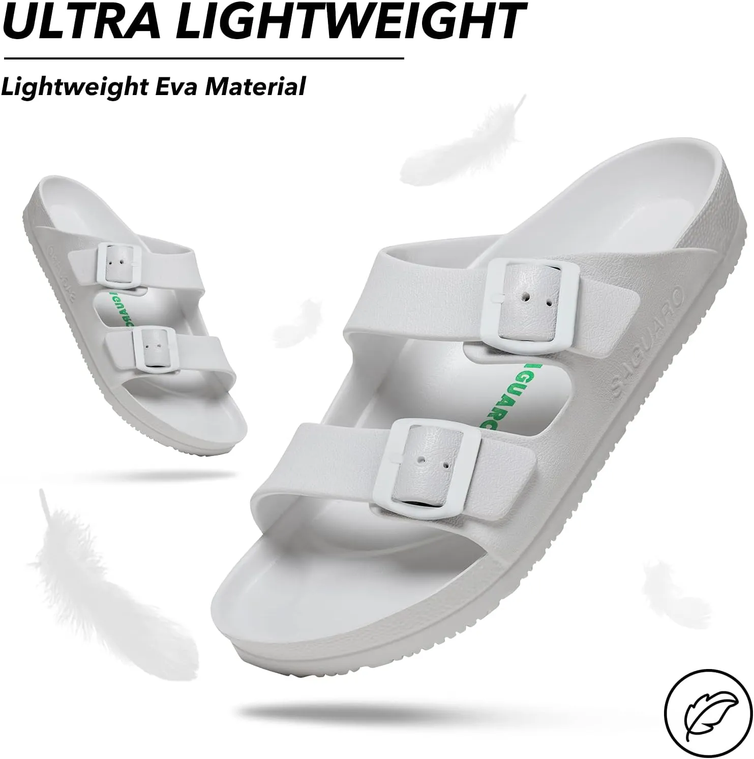 SAGUARO Men's Women's Comfort Double Buckle Sandals Lightweight Adjustable EVA Sandals with Rubble Sole