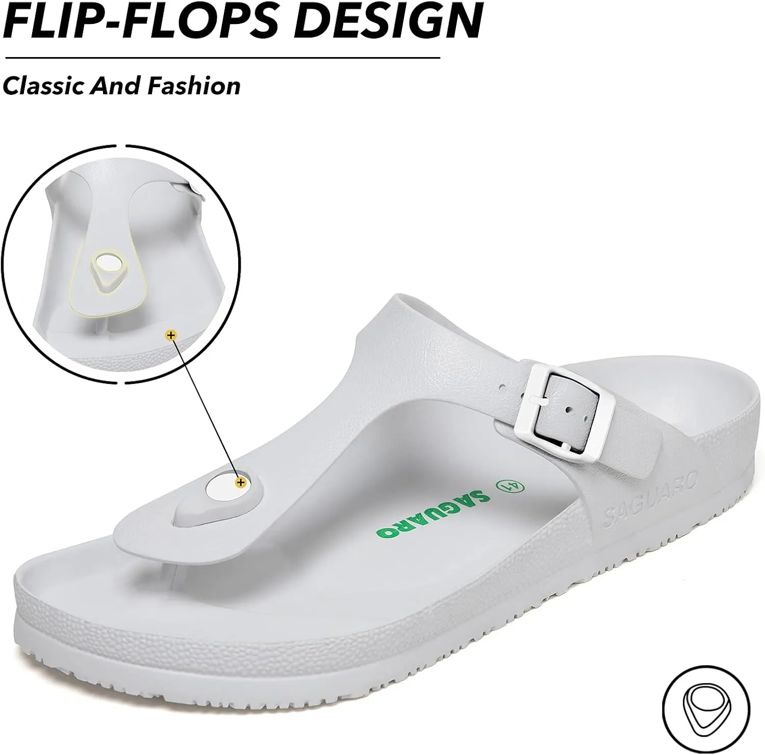SAGUARO Men's Women's Comfort Double Buckle Sandals Lightweight Adjustable EVA Sandals with Rubble Sole
