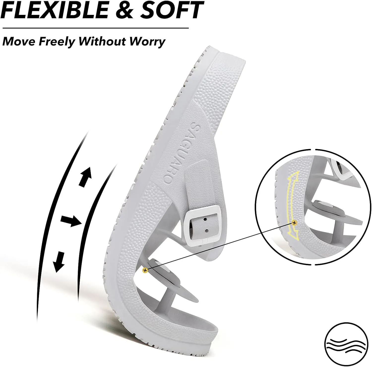 SAGUARO Men's Women's Comfort Double Buckle Sandals Lightweight Adjustable EVA Sandals with Rubble Sole