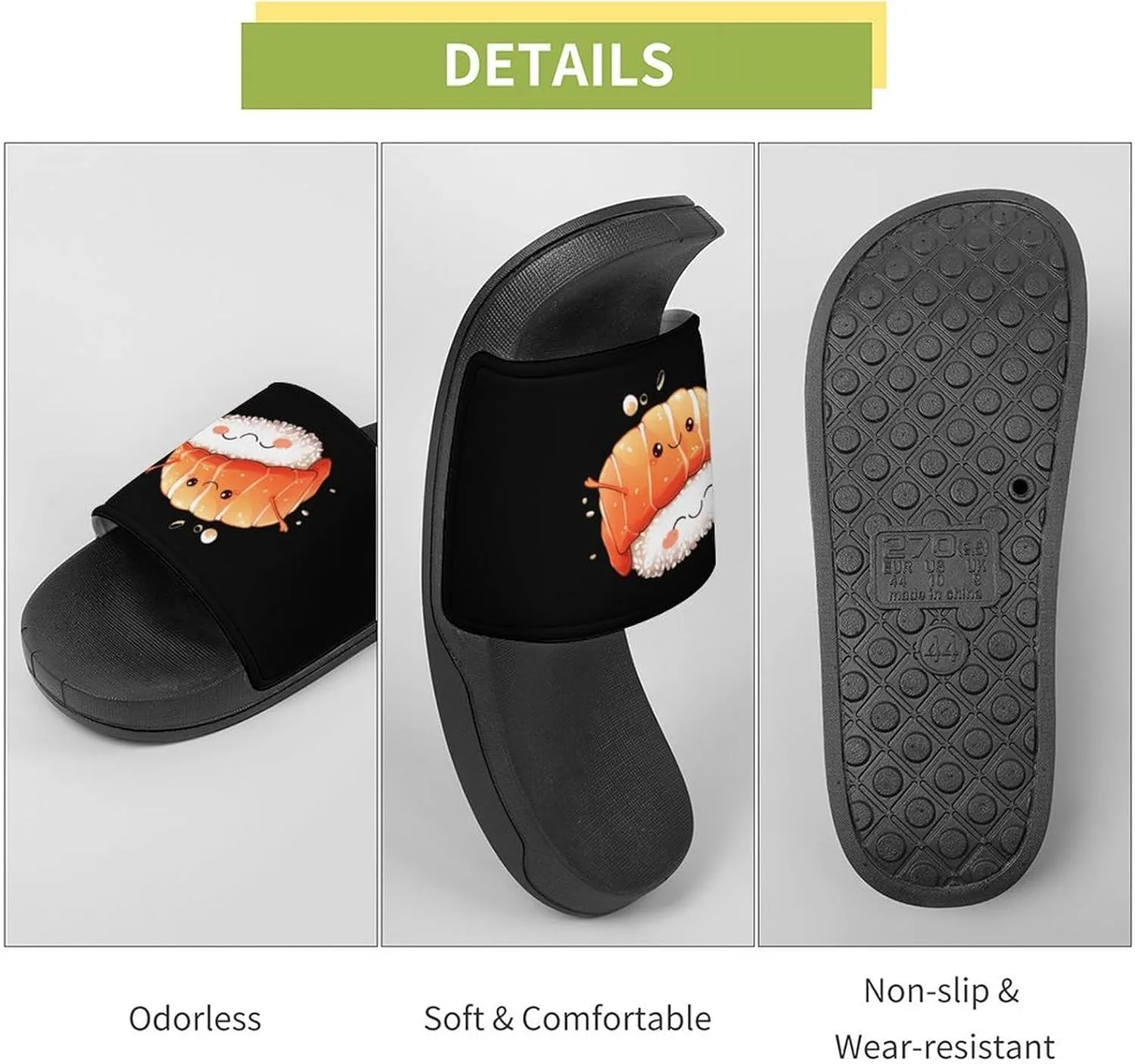 Salmon Sushi Hug PVC Home Slippers Beach Shower Sandals Summer Non-Slip Outdoor Shoes for Men Women