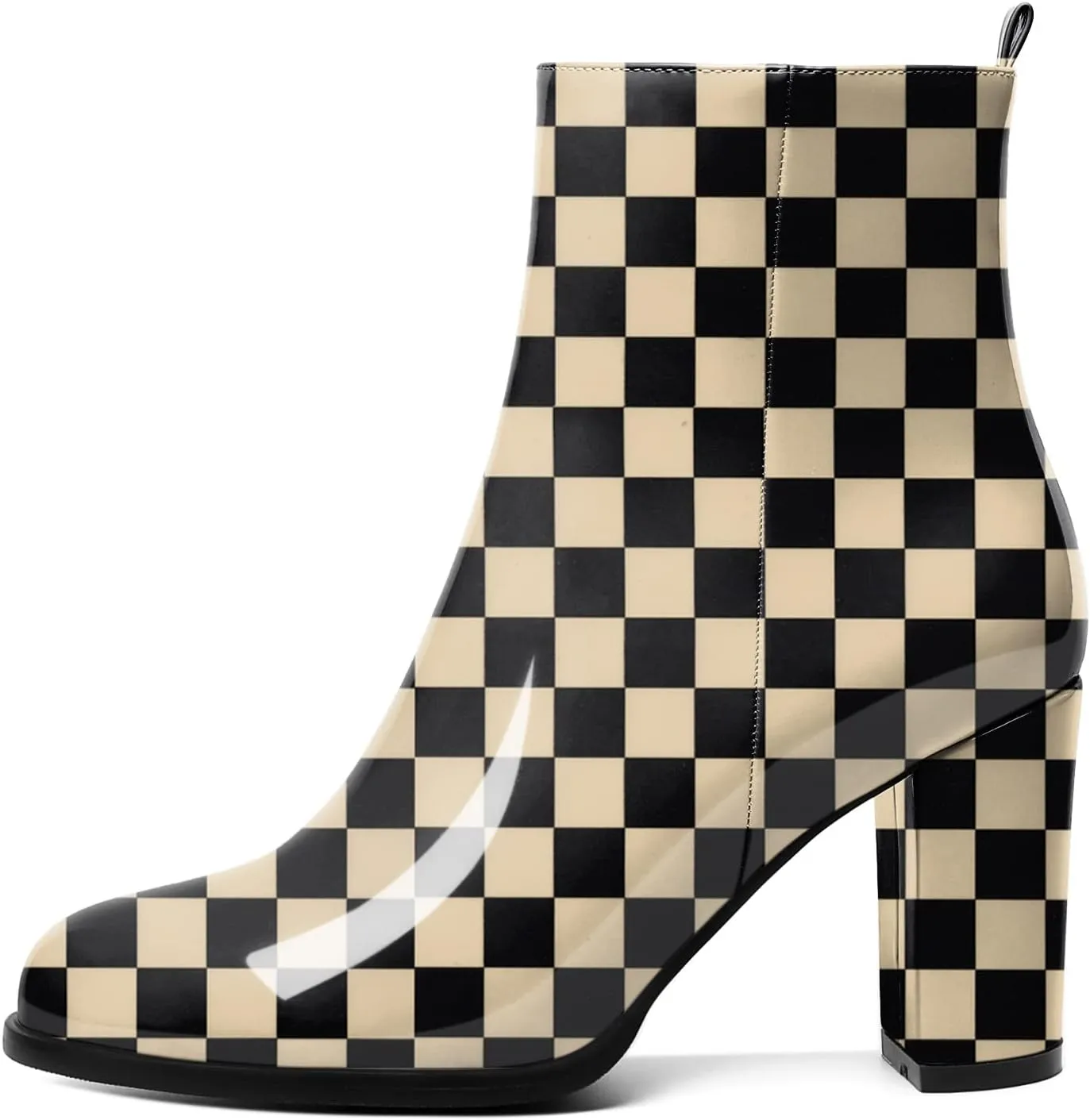 SAMMITOP Women's Chunky Block Heel Ankle Boots Mid Block Heel Ankle Booties