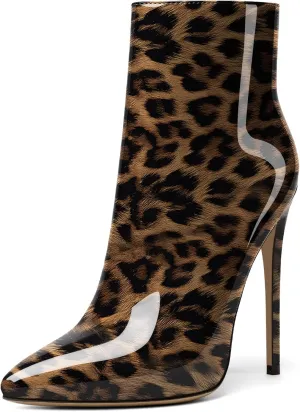 SAMMITOP Women's High Heel Ankle Booties Stilettos Heel Boots Side Zipper Fashion Booties Fall Winter Shoes 4.5''