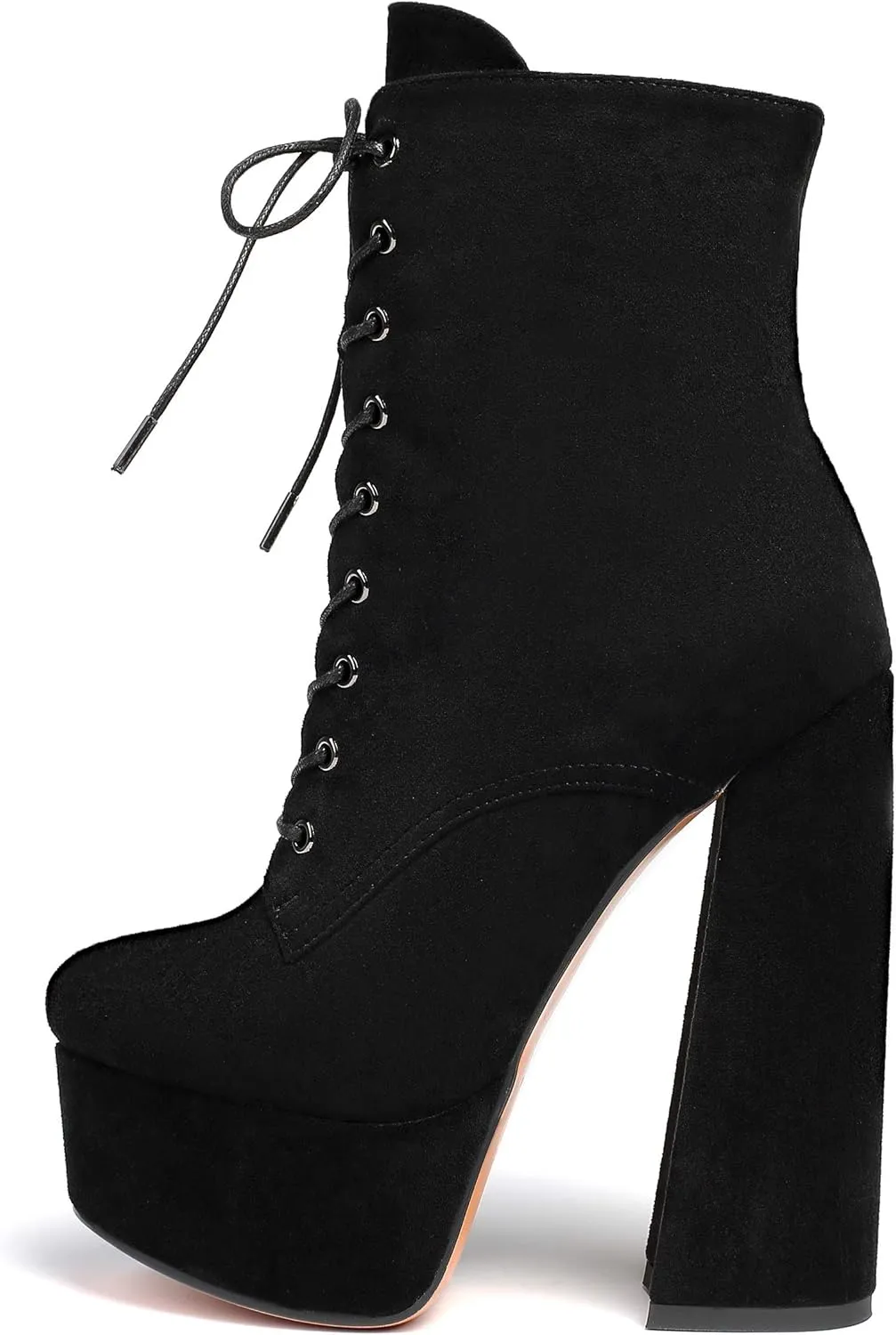 SAMMITOP Women's Round Toe Chunky Heel Boots Platform Lace Up Animal Print Ankle Boots