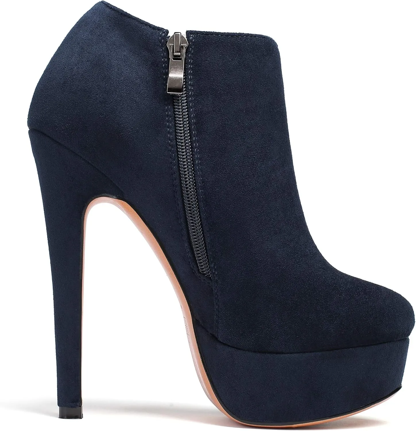 SAMMITOP Women's Round Toe High Heel Ankle Boots Side Zipper Booties Winter Shoes