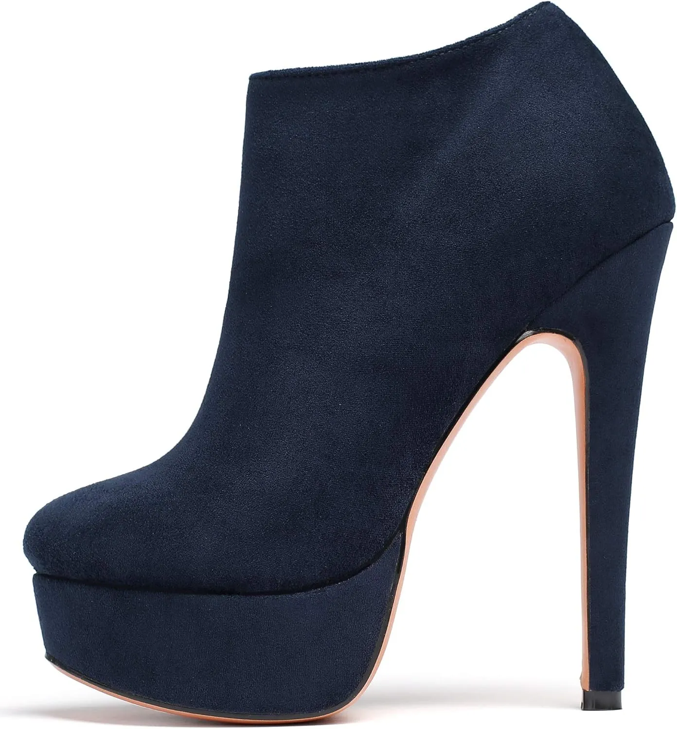 SAMMITOP Women's Round Toe High Heel Ankle Boots Side Zipper Booties Winter Shoes