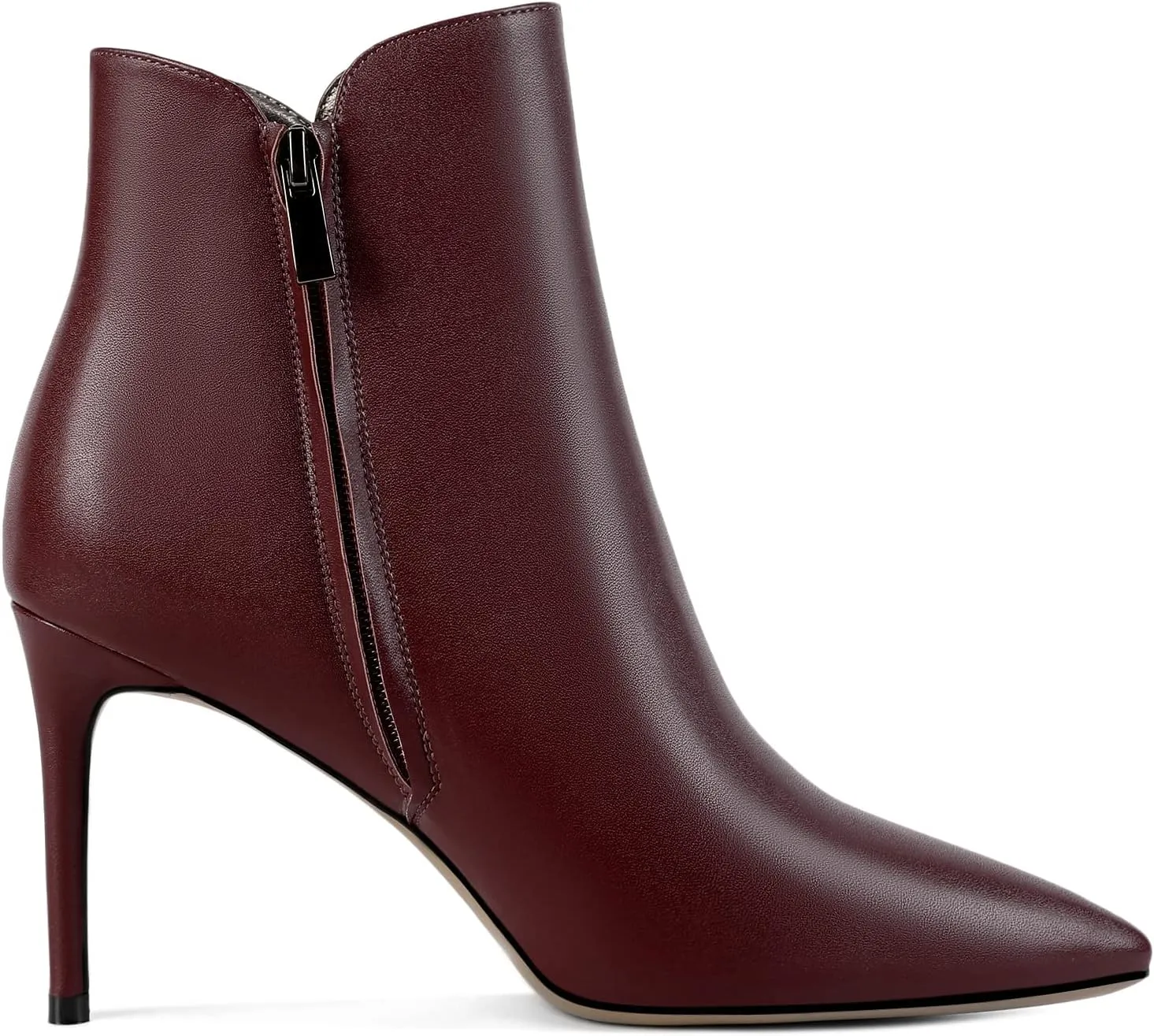SAMMITOP Women's Stiletto Heel Ankle Booties Stiletto Heel Closed Toe Heeled Booties Lace Up Boots with Sexy Side Zipper Fashion Booties Fall Winter Shoes 3.5''